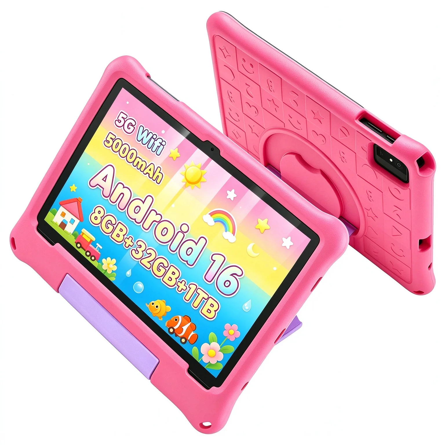 ANRY Android 16 Tablet 10.1 Inch Octa Core 8GB RAM 32GB ROM 2.4G/5G WiFi Bluetooth Student Children Learning Educational Tablet