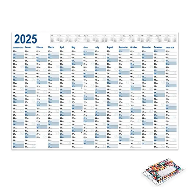 2025 Yearly Calendar Planner 2024 Full Year to View Calendar 74x52cm Wall Calendar runs 1. 2025 - 12. 2025. for Home