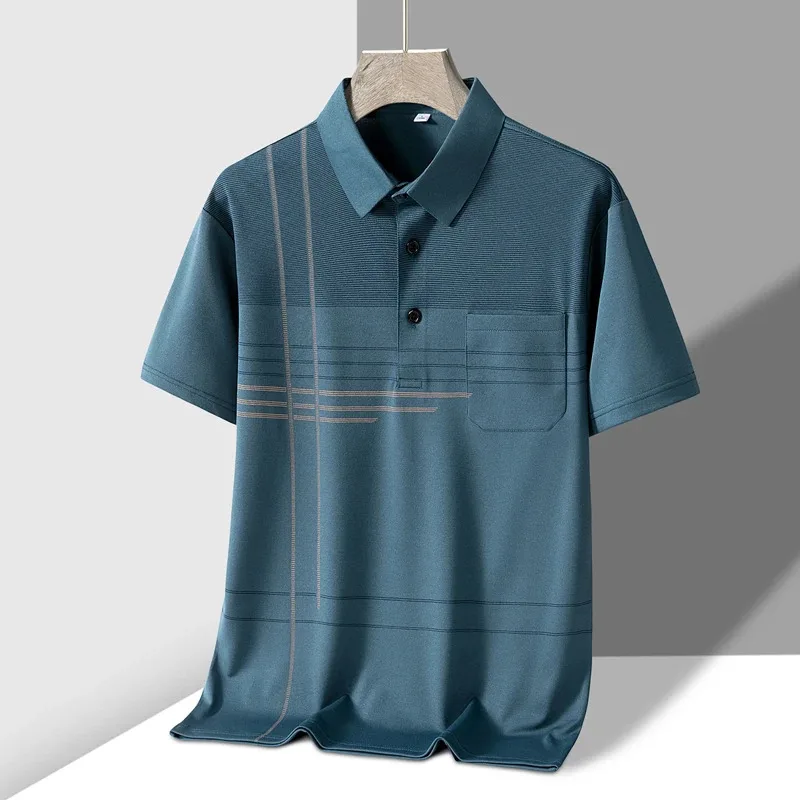 Summer Golf Wear Polo Shirt for Men Breathable Front Pocket Design Graphic Polo T-shirt Man New Collection 2025