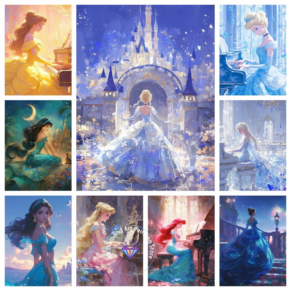 

Disney Princess Jasmine Beauty Sleeping Beauty AB Diamond Painting Kit 5D DIY Diamond Embroidery Hand art gift Diamond