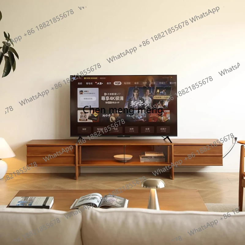 

Teak Solid Wood TV Glass Entertainment Living Room Floor Cabinet Storage Cabinet