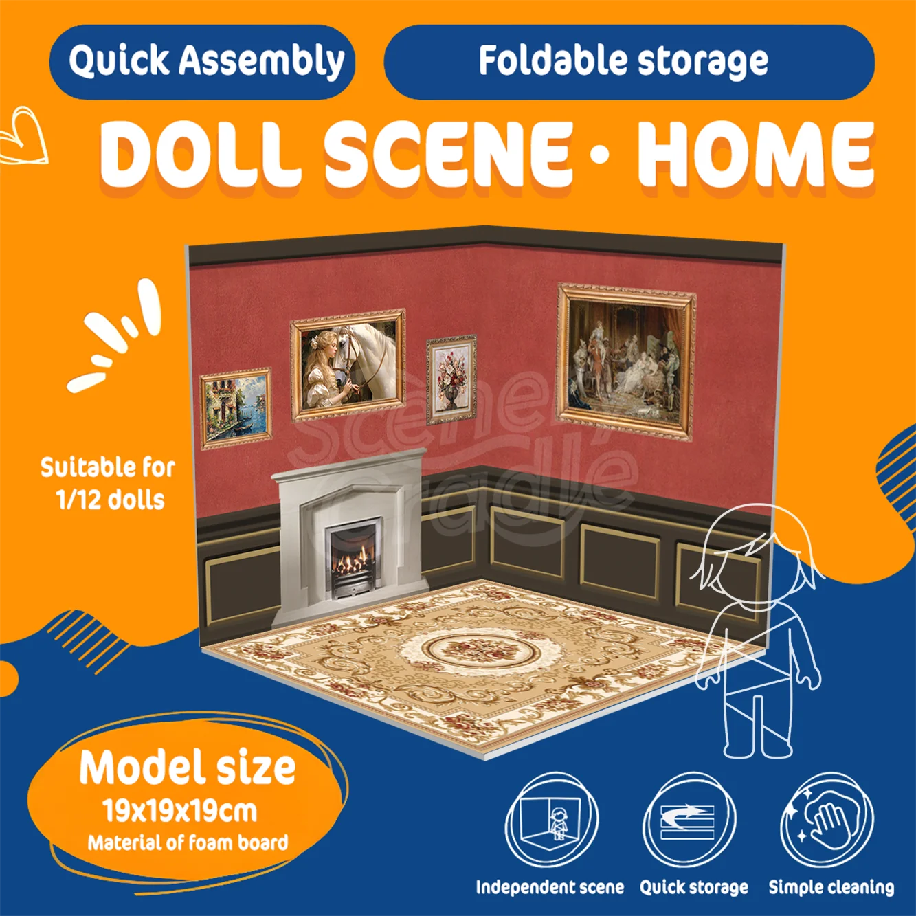 DIY 블라인드 박스 소품 피규어 장난감 인형 전시 장면 PVC 모델 캐빈 전시 보드 배경 수집용 피규어용