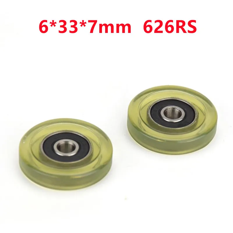 10pcs/50pcs Plastic coated bearing 6*33*7mm 626 626RS Roller wheel Pulley 6x33x7 mm