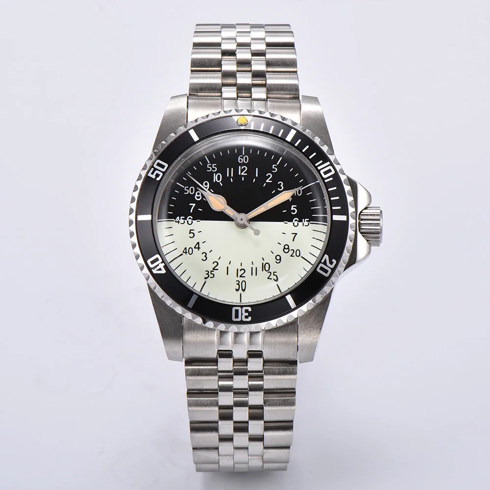 NH35 Best Seller 39.5mm Vintage Men's Watch, Black White Dial Custom Logo Stainless Steel Case Waterproof, Classic Daily Watch