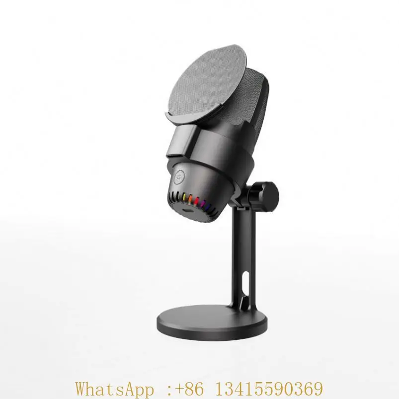 

PC Computer Accessory Usb Wired Microphone Plug Play Desktop Microphone Podcast Colorful Light Studio Microphone