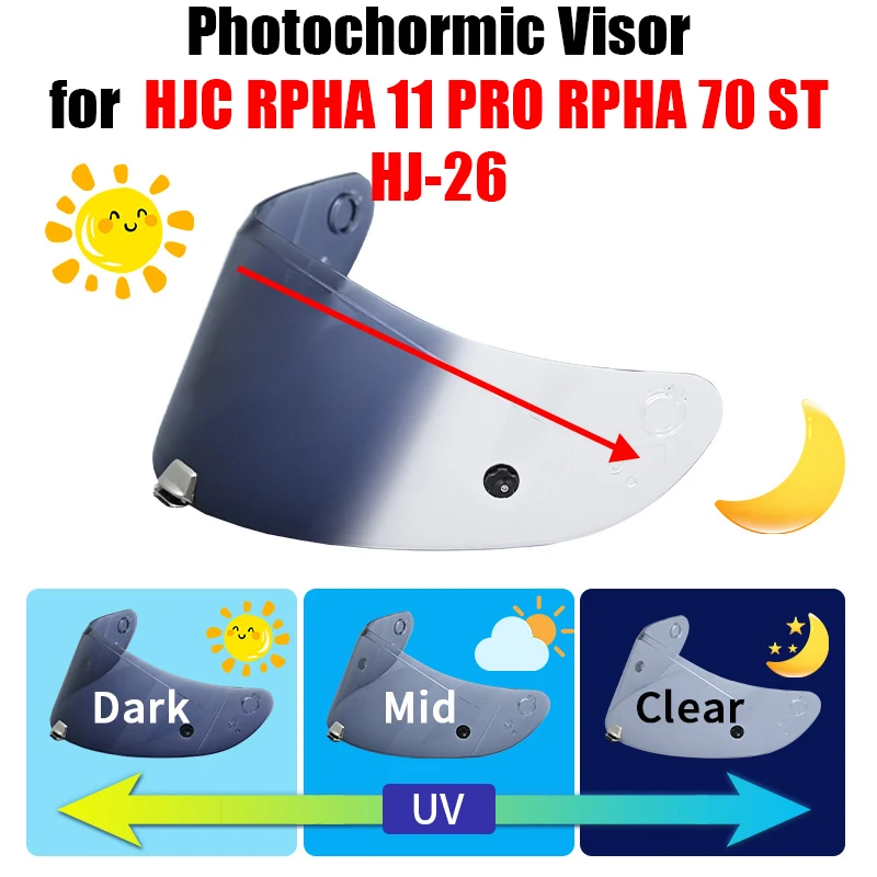 Photochromic Visor for HJC RPHA 11 PRO RPHA 70 ST HJ-26  Helmet Shield Uv Cut Casco Moto Face Shield Visera Windshield