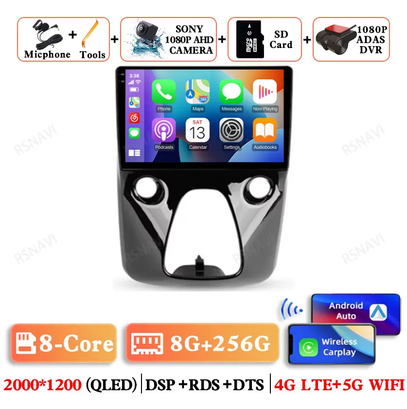 Android 15 Voor Peugeot 108 Voor Toyota Aygo B40 2014-2021 Qualcomm Autoradio Multimedia GPS DSP Navigatie Viedo speler 5G WIFI