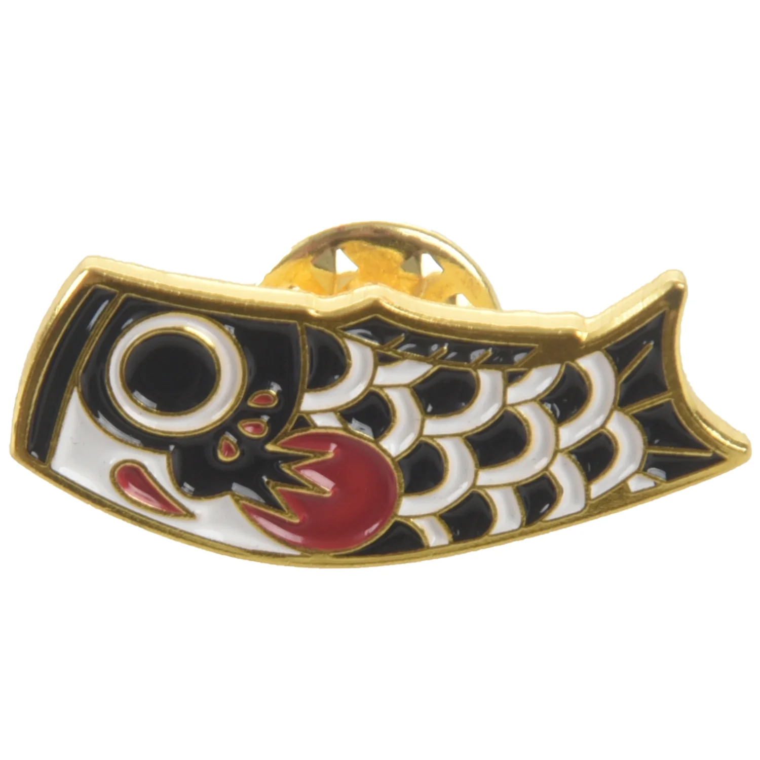 Cartoon Fish Flag Carp Brooch Japanese Koi Soft Enamel Pin Couples Lovers Badge Cute Animal Collar Brooch Black