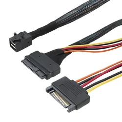 Built-in 12G Mini SAS HD to U.2 36P SFF-8643 to SAS U.2 SFF-8639 Cable 0.5M/1M with 15Pin SATA Power Supply,Suitable for U.2 SSD