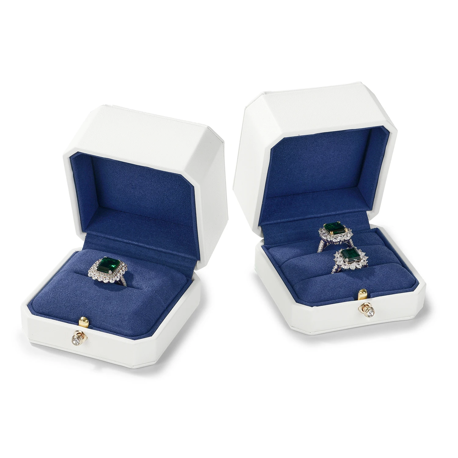 Oirlv Luxury Jewelry Gift Box Storage 2 Rings White Pu Leather Ring Necklace Gift Boxes Large White Bracelet Boxes For Jewellery