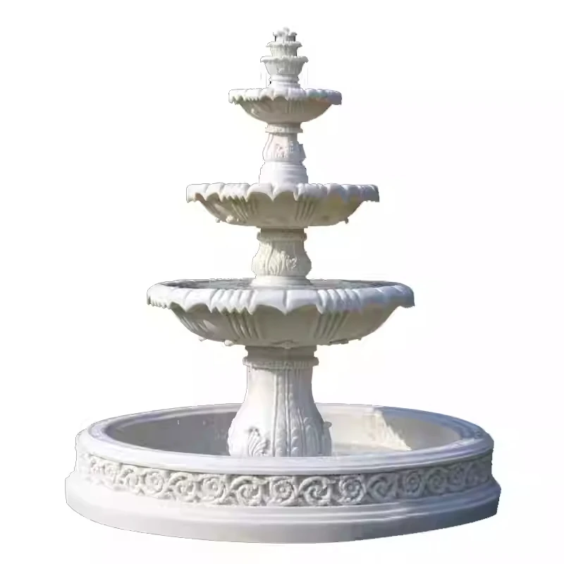 European style fountain, outdoor courtyard garden, fish pond, fountain pool