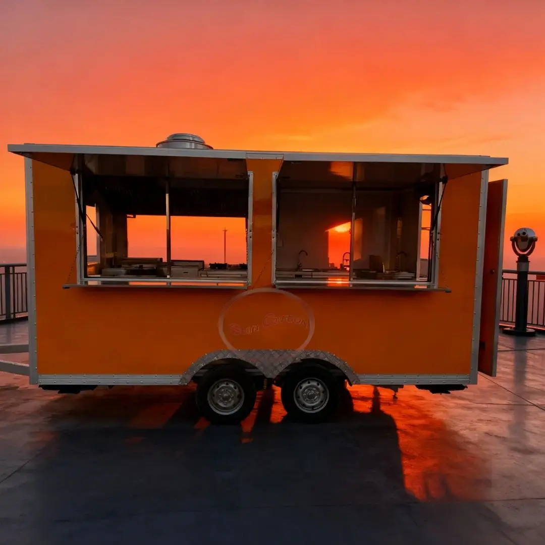 

Vintage-Style Large-Capacity Towed Food Cart Multi-Functional Mobile Dining Cart for Outdoor Camping And Markets High-Appearance