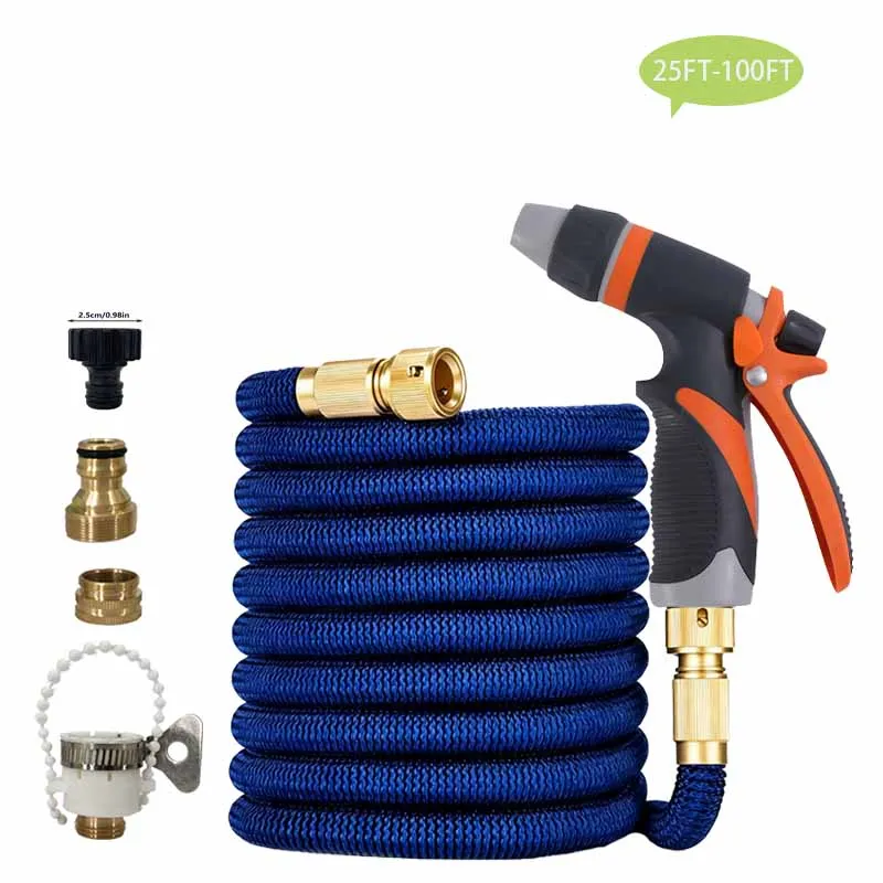 

1 шт., расширяемый резиновый шланг для полива сада, насадка высокого давления, водяной пистолет, подходит для садовой фермы, инструменты для орошения и очистки