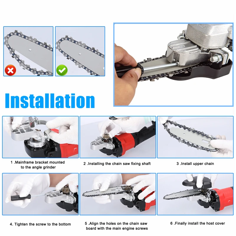 Angle Grinder Refit Chainsaw Conversion Kit 6 Inch/4 Inch Chainsaw Bracket Set Change Angle Grinder intand-held Mini Logging Saw