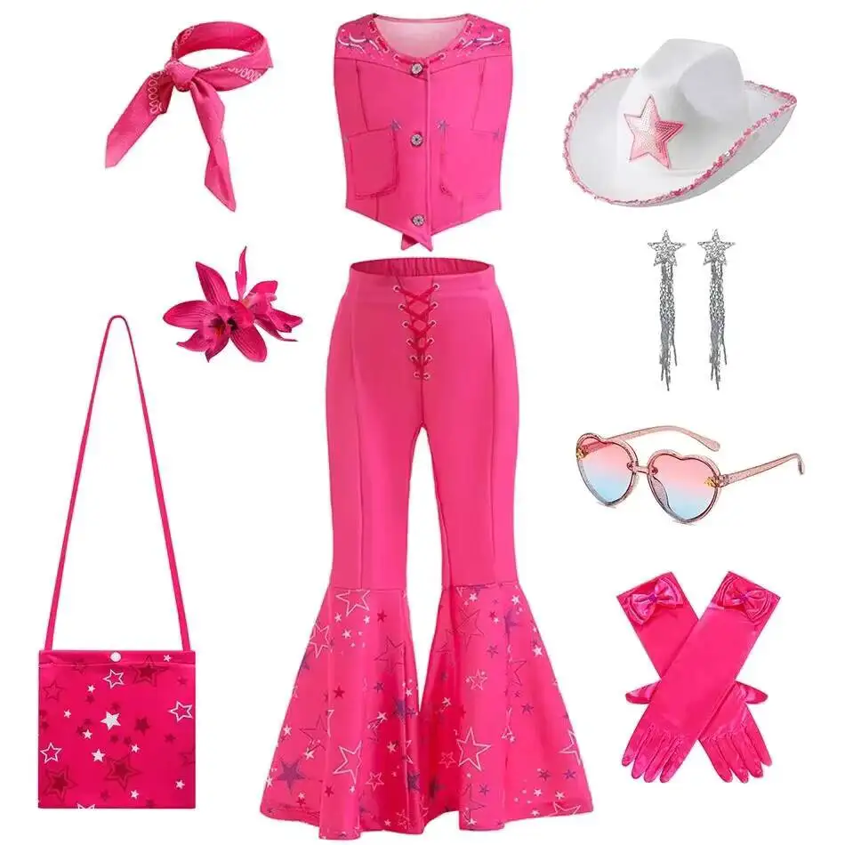 

Розовый костюм с принтом звезд для девочек, детские наряды для Хэллоуина, карнавала, вечеринок, сценических выступлений, праздничная одежда