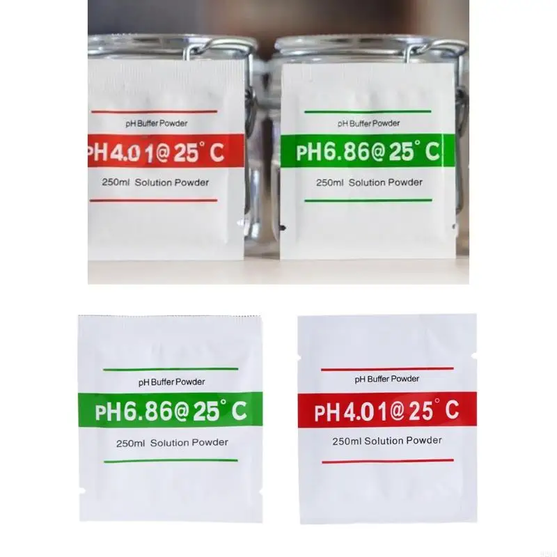 

92MF 2 Bags/4 Pieces PH Calibration Powder Solution 6.86,4.01 for PH Test Meter Measure Calibration Solution Easy to Use