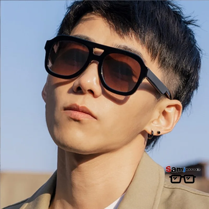 Samjune Vintage Aviation Sunglasses Men Women Retro Large Frame Driving Glasses Square Eyewear UV400 Shades