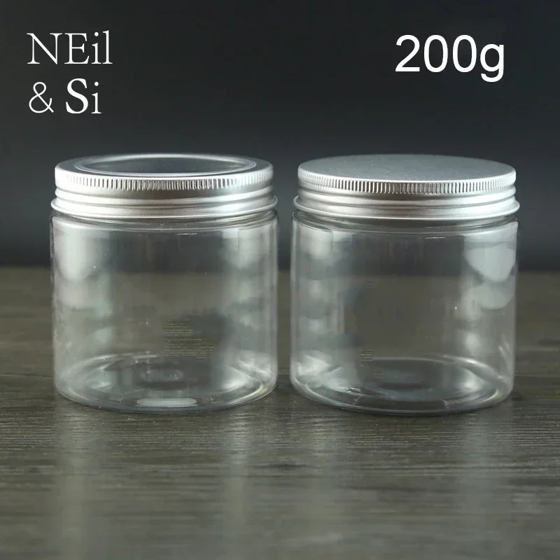 200g Plastic Refillable Jar Empty Cosmetic Container 200ml Body Cream Lotion Coffee Beans Storage Transparent Clear Bottle