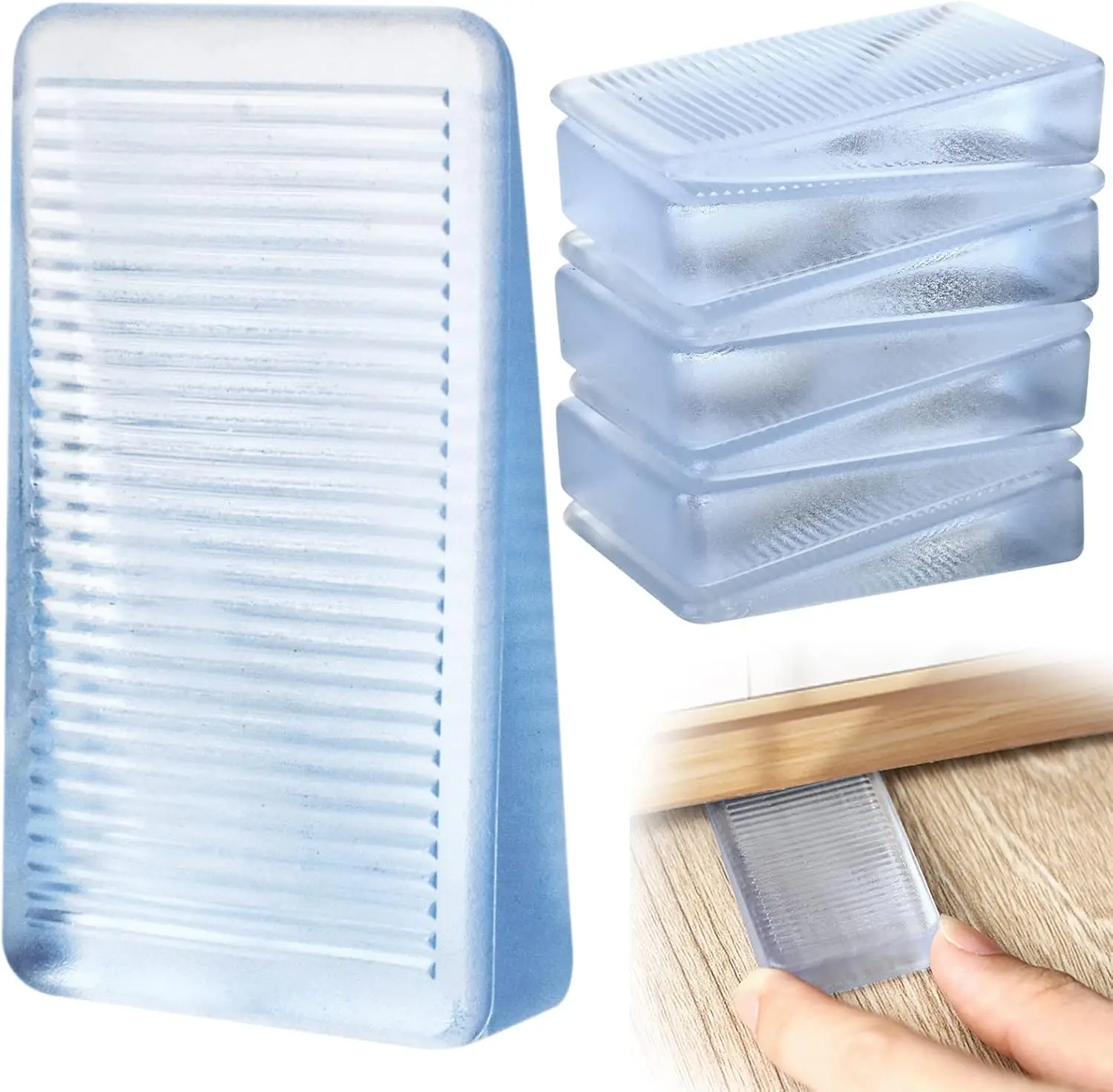 

8 Pack Clear Plastic Shims, Level Wedge, Furniture Levelers, Non-Slip PVC and Rubber, Rectangular, For Uneven Floors, T