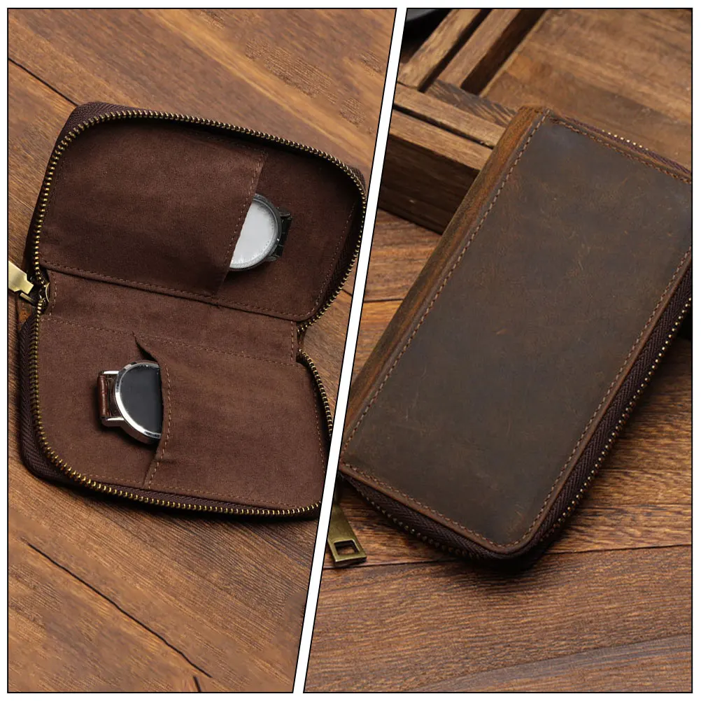 

Watch Case Storage Bag Organizer Travel Cases for Men Coffee Color Durable Fabric Ergonomic Suitable Business Trip Home