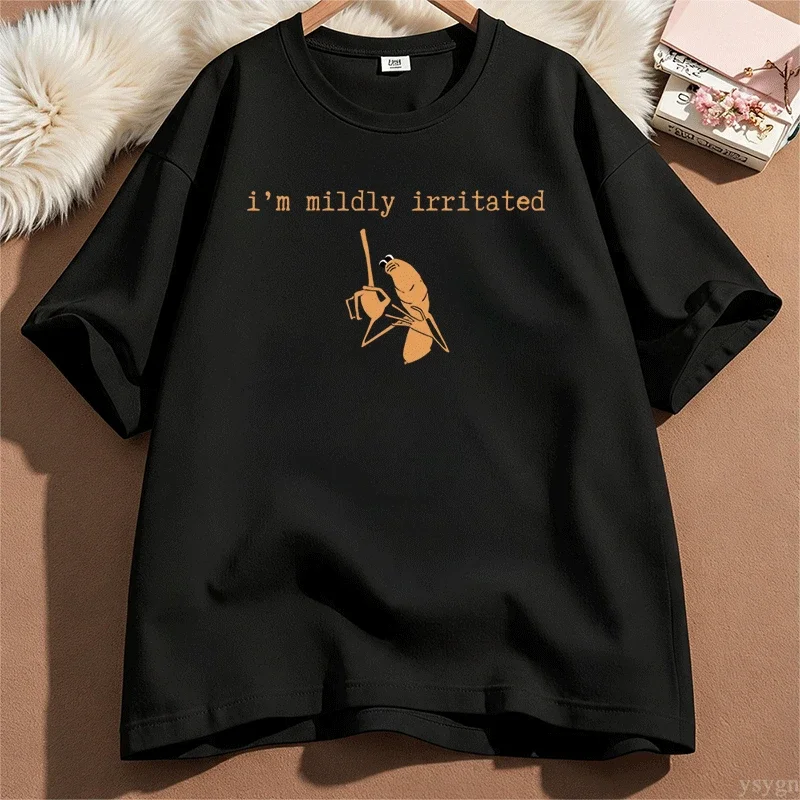 I'm Mildly Irritated Marcus The Worm Women T Shirt Loose Short Sleeve Brain Rot T-shirt Couple Printed Tshirt Clothes Tops