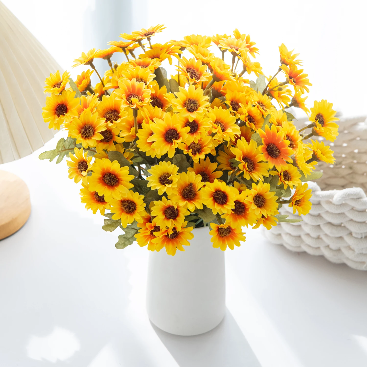 12-teiliges Set Künstliche Blumen aus Seide, Gänseblümchen, Tischdekoration für Festivals, Hochzeiten, Zimmer, Heimdekoration, Garten, DIY-Geschenkzubehör – Detail 6