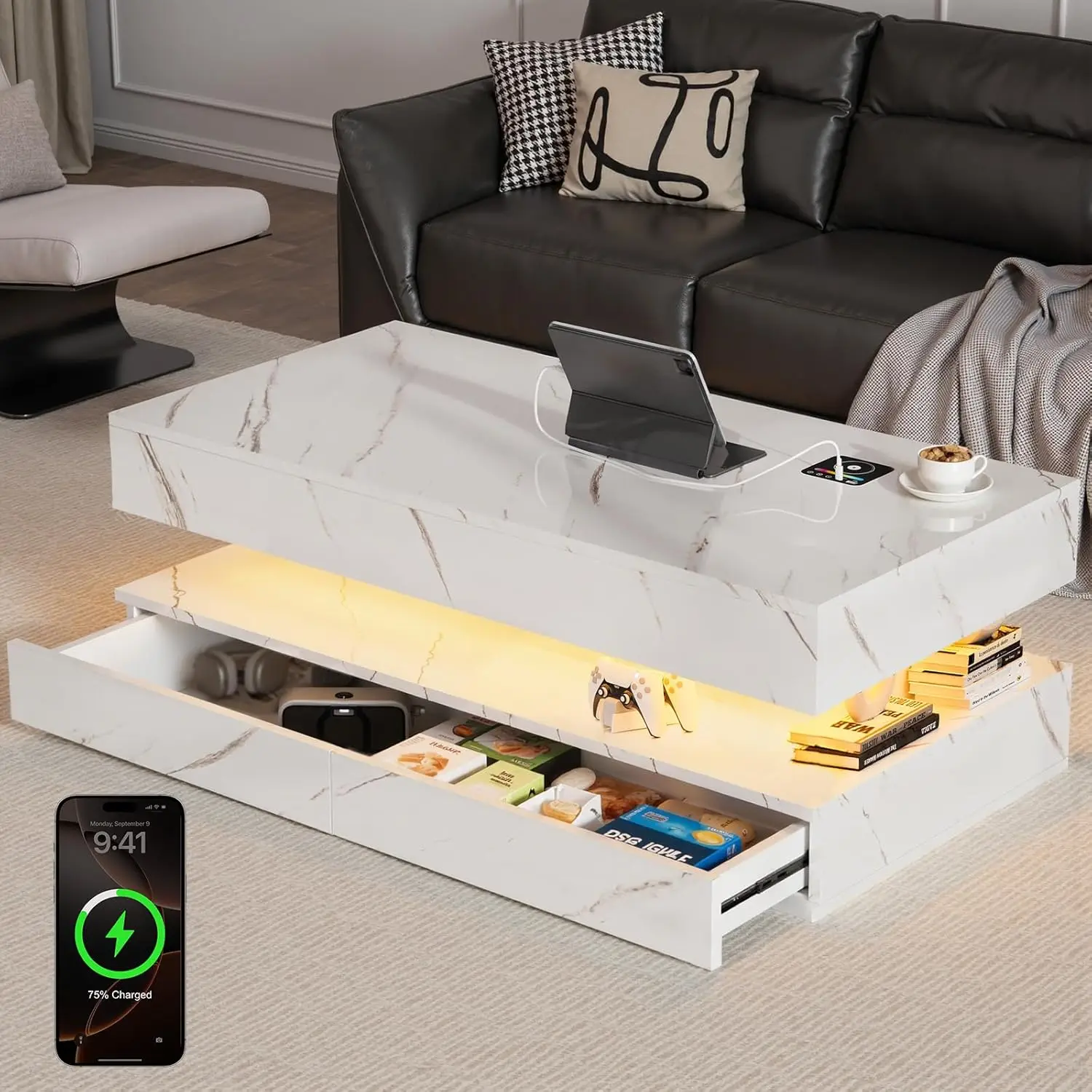LED Coffee Table, 47.2