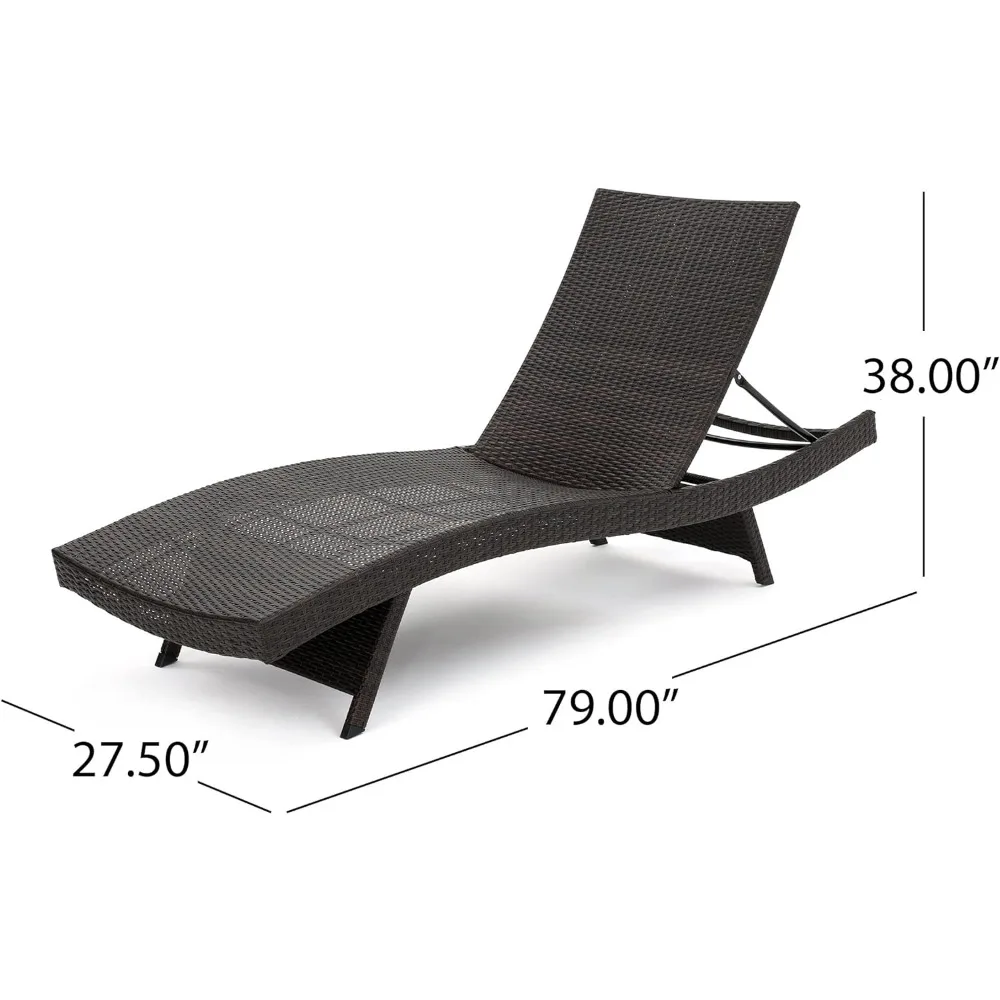 Outdoor wicker adjustable recliner, chaise Longue ，Multbrown，79