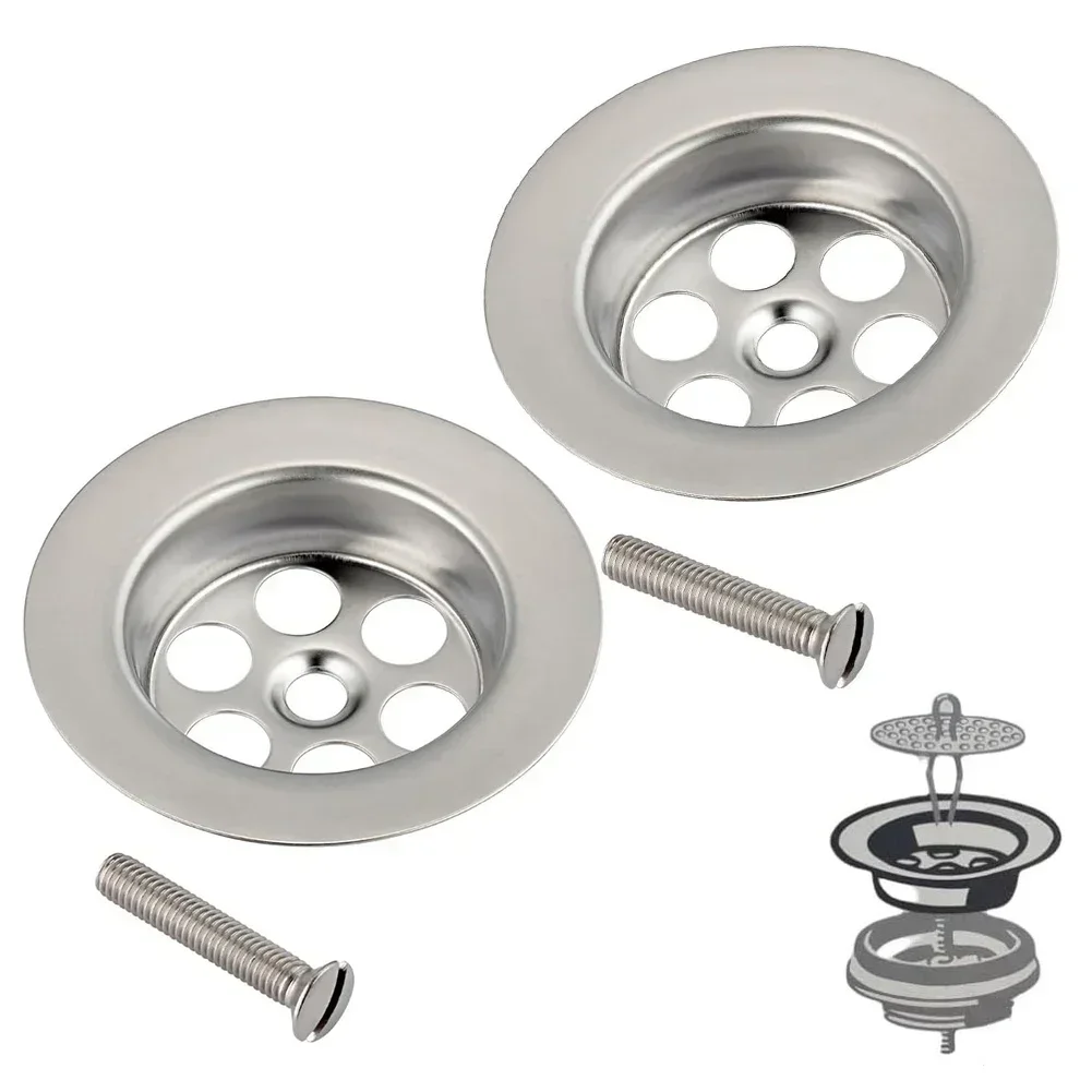 2sets 70mm Kitchen Bathroom Sink Strainer Bath Plug Hole Spare With Screw Laundry Sink Drain Adapter Spare Plug Hole With Screw