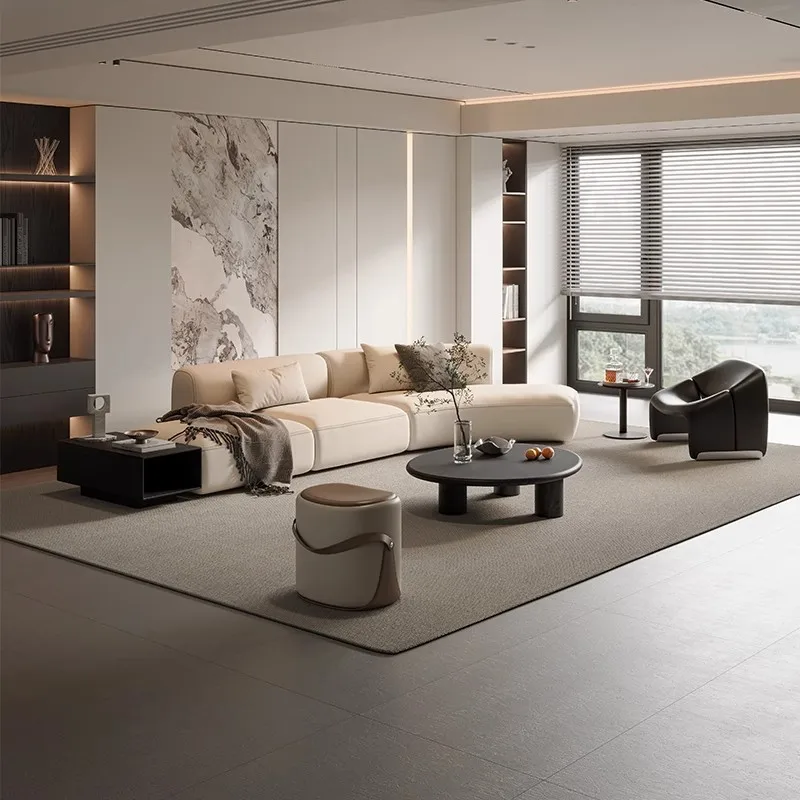 Modern vision solid wood fabric sofa living room 2025 new business office reception light luxury high sense