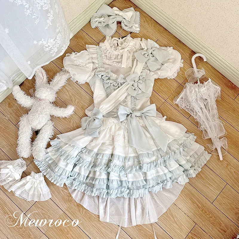 Sweet Idol Lolita Style Jsk Dress Women Japan Dream Lace Elegant Party Straps Girly Retro Victoria Cartoon abiti a maniche corte