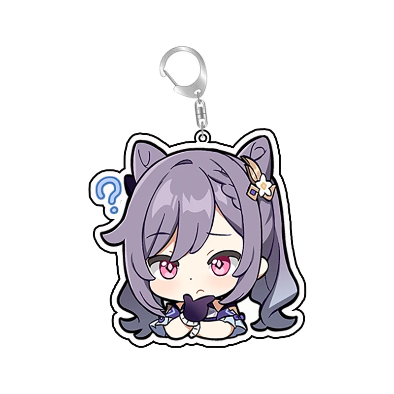 Genshin Impact Anime Figure Key Chain Ring Cute Keqing Lisa  Cartoon Keyring Backpack Charms Customized Acrylic Keychain