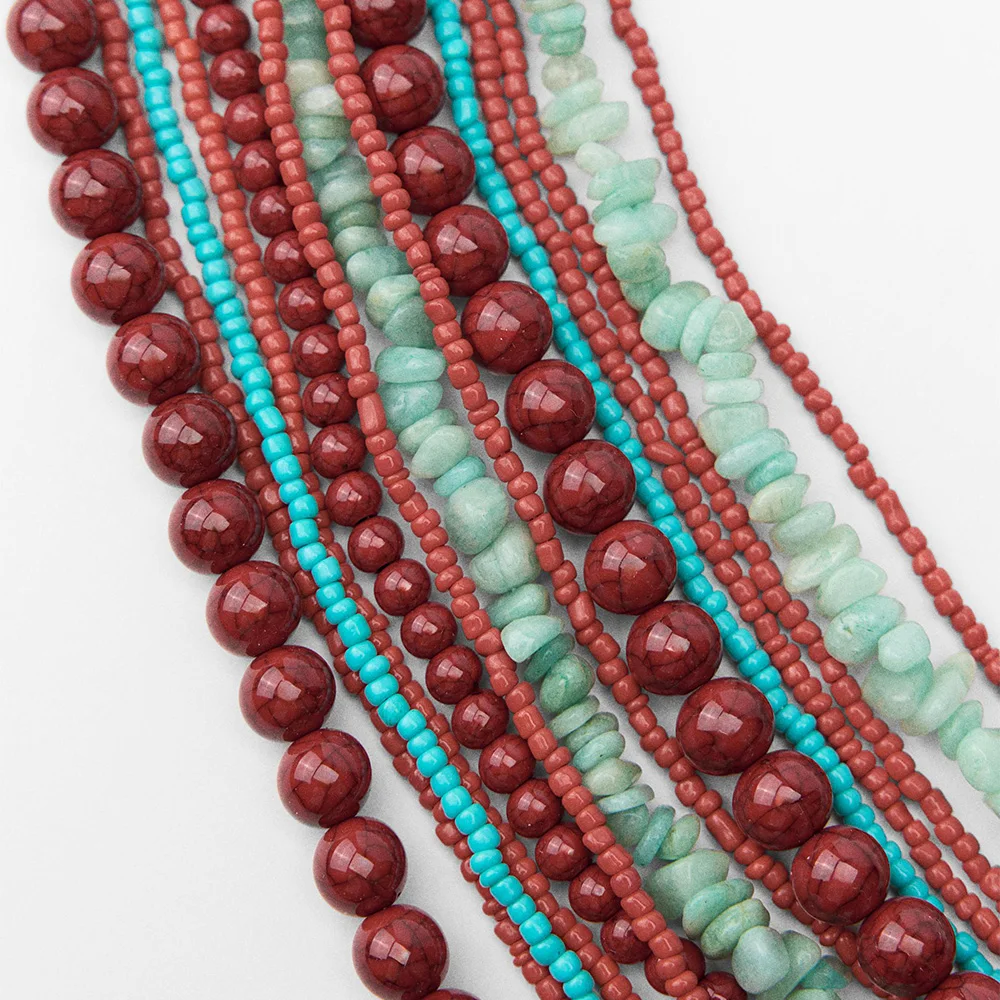 Vedawas Stone Bead Multilayer Necklace,Bohemian Handmade Banquet Party Women Accessories,Gifts for Lover and Friends