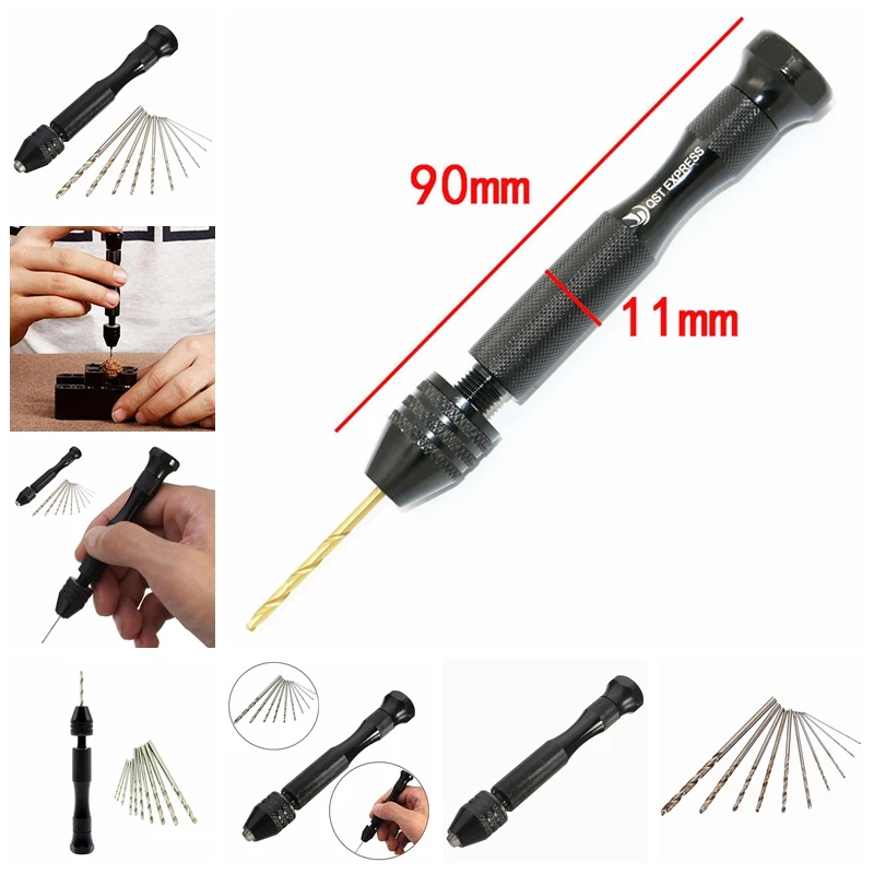 11pcs/set Hand Drills Twist Drill Drilling Jewelers Maker Hobby Crafts Micro Tools