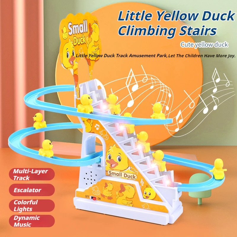 Little Yellow Duck Slide Children Toy 1-3 Years Old Electric Educational Music Track Creatif Toys Boys Girls Gift Track Car Toy