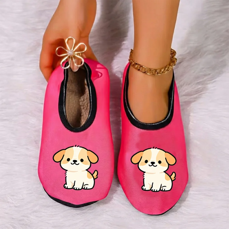 

Four season wearable couple cartoon bird print with thin velvet lining, breathable, high elasticity, anti slip floor slippers