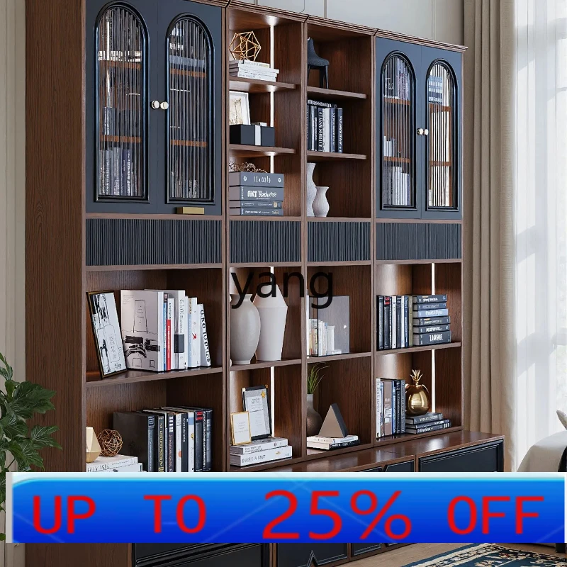 

Lmm American Style Solid Wood Combination Bookcase Floor Card Holder Storage Cabinet Bookshelf Living Room