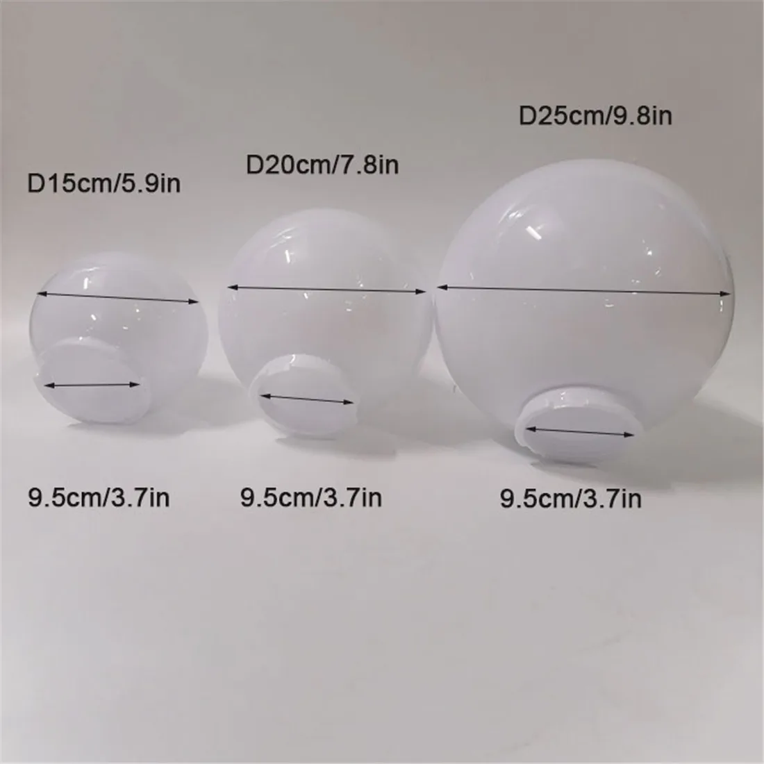 White Clear D15cm D20cm D25cm Acrylic Replacement Lampshade for Post Pillar Lamp with 9.5cm Opening Globe Transparent Lamp Shade