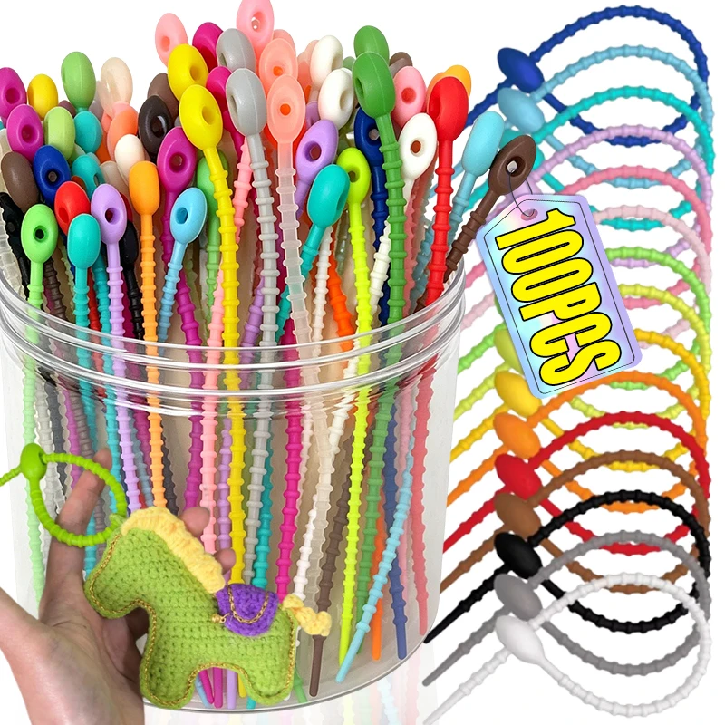 Reusable Silicone Cable Ties Twistable Wire Organizer Adjustable Cord Management Wrap for Home Office Earphone PC Cable Storage