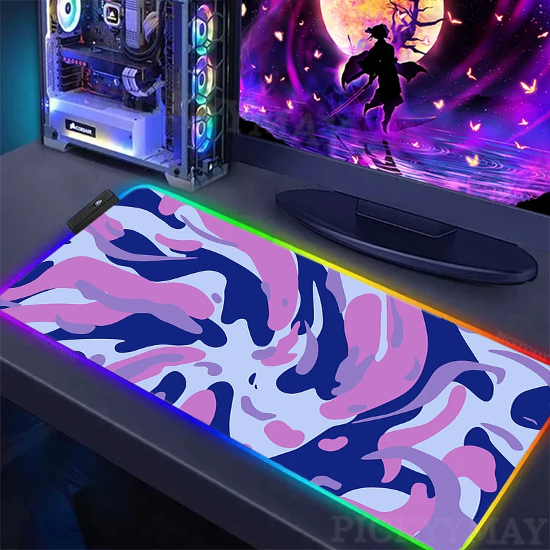 Strata Liquid LED Gaming Mousepads Large Backlight Desk Mat Computer Gamer Mousepad RGB Mouse Pad Luminous Mouse Mat Abstract