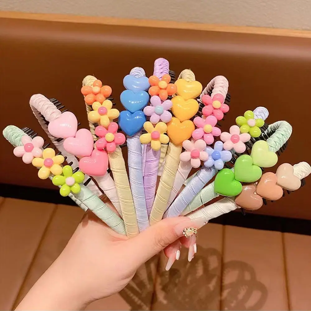 Children Teethed Hair Hoop Love Hear Flower Korean Sweet Hair Wear Hairpin Floral Hair Hoop Hair Accessories