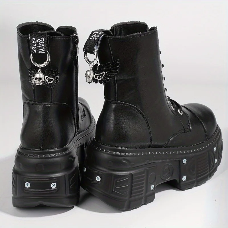 2Pcs Gothic Punk Winged Skull Boot Charms, For Men & Women Daily Outfit, Halloween Party and Gifting