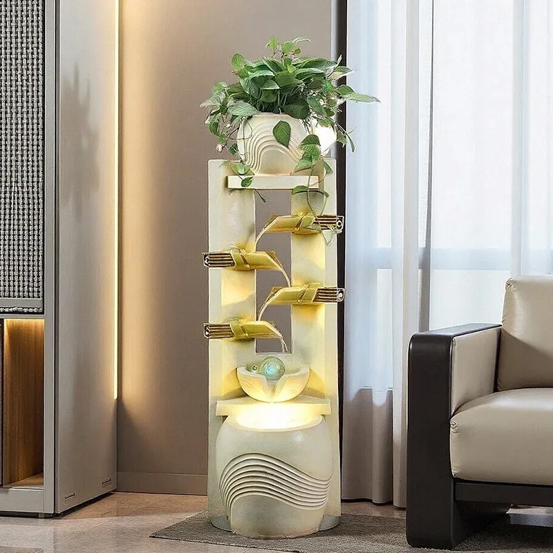Modern flowing water fountain ornament, living room and office circulating water landscape, light luxury aquarium humidifier