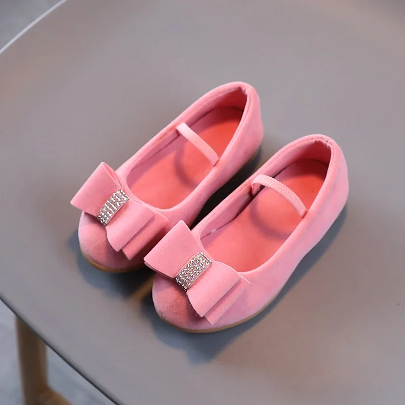 Kids Cute Shoes for Girl Princess Shoes Autumn Fashion Bow Sequins Children Girls Party Shoes Flat Heels Size 21-36 SP132