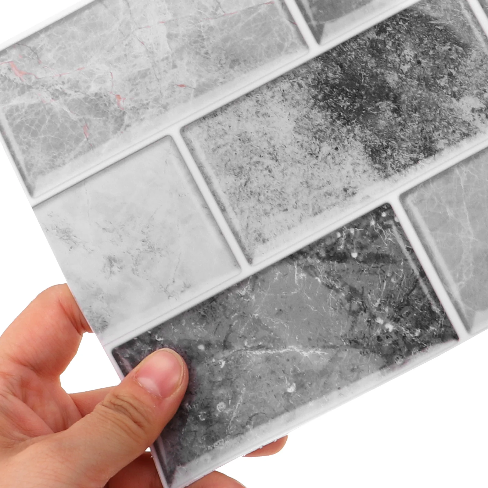

6 Sheets Self Adhesive Tiles Waterproof Oil Resistant PVC Backsplash Kitchen Bathroom Walls Fireplace 3D Vinyl