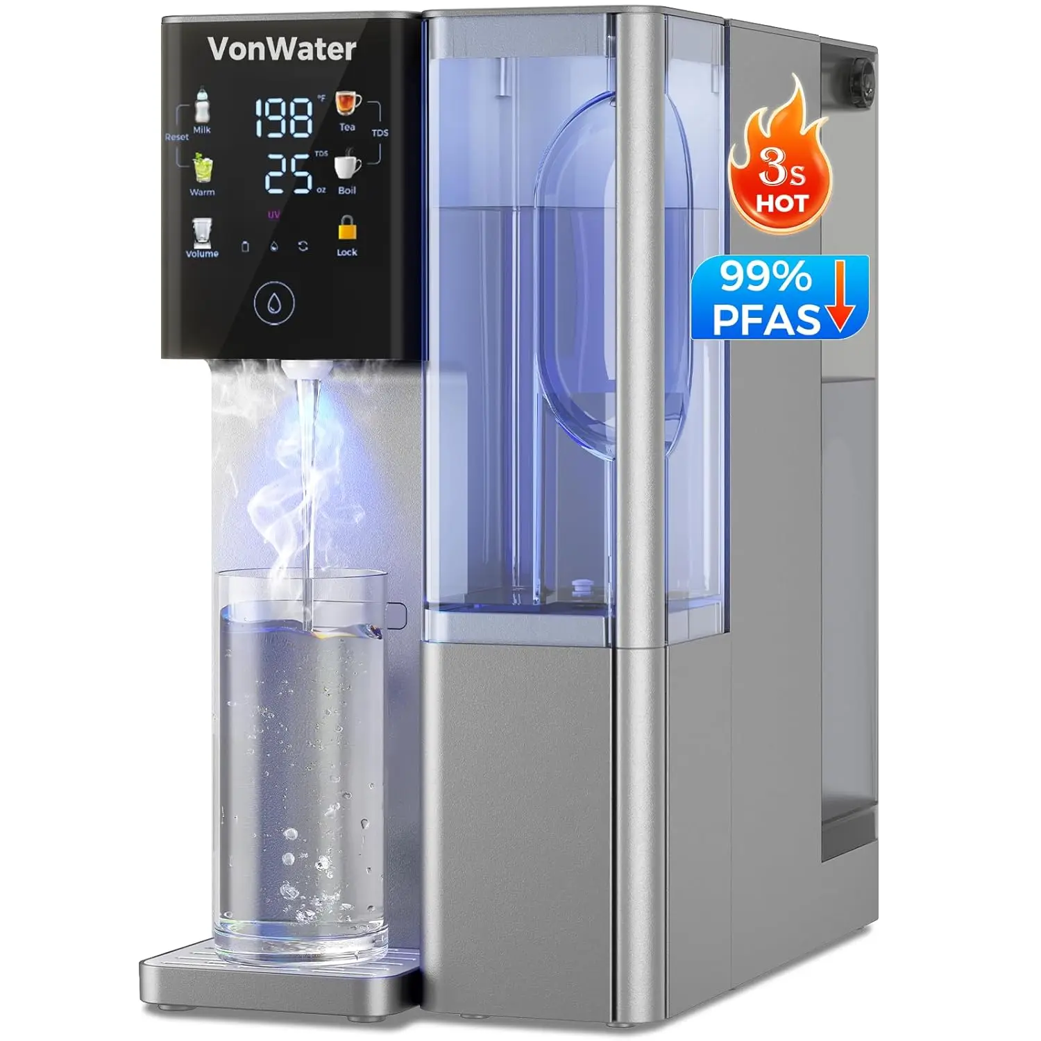 

CT910GH Reverse Osmosis Water Filter Countertop 3s Instant Hot RO Water Filtration System 7 Stage Water Dispenser Removable