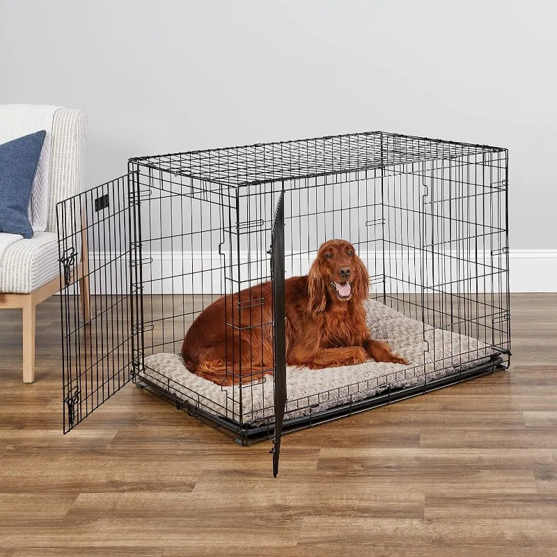 Newly Enhanced Double Door iCrate Dog Crate, Includes Leak-Proof Pan, Floor Protecting Feet, Divider Panel