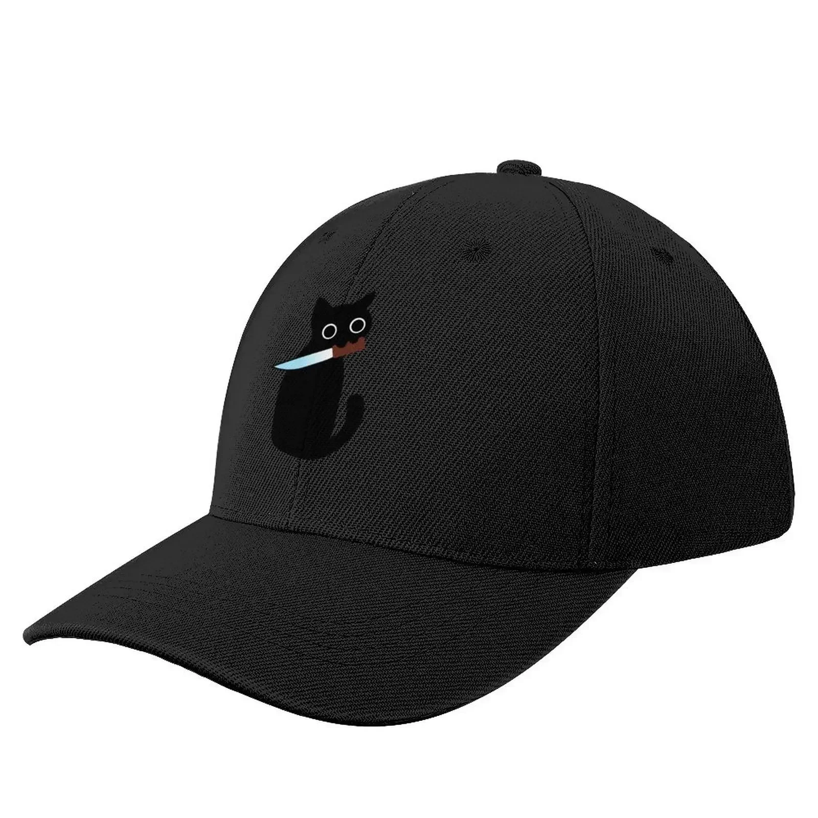 Cute mischievous black cat with knife Baseball Cap Hat Baseball Cap hiking hat Women's Hats For The Sun Men's