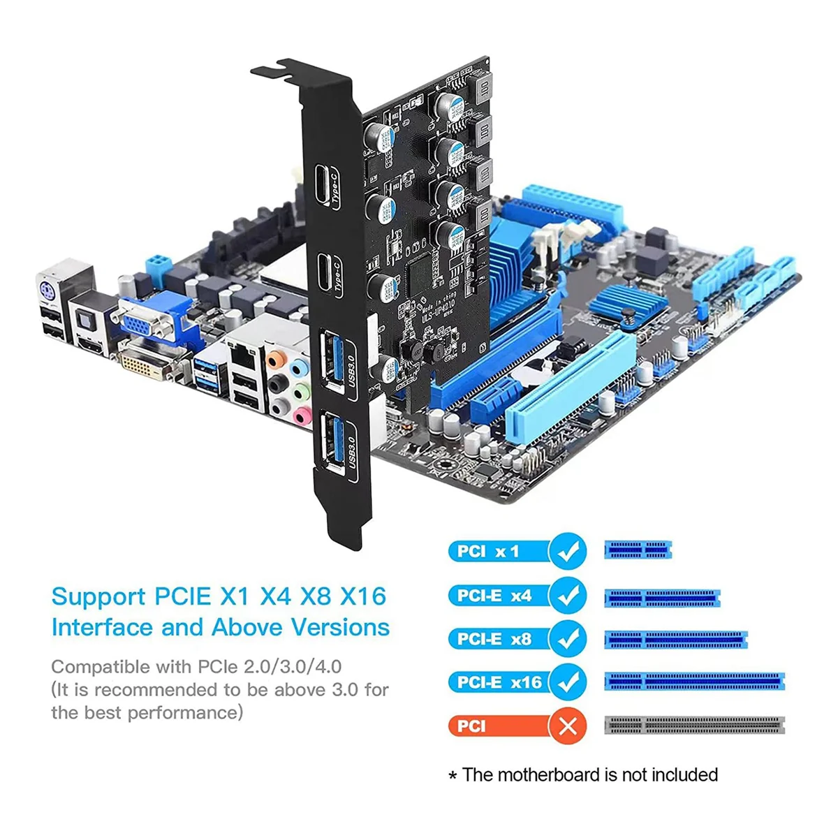 4 Ports PCIE to USB 3.0 Expansion Card PCI Express Adapter Card for Desktop PC , Support WindowsXP/7/8/10