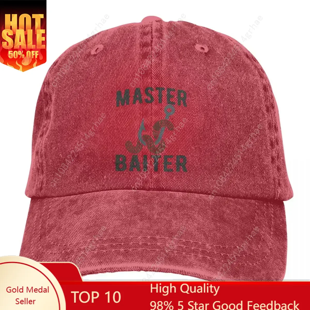

Master Baiter Funny Fisherman Classic Baseball Caps Peaked Cap Sun Shade Hats for Men Women
